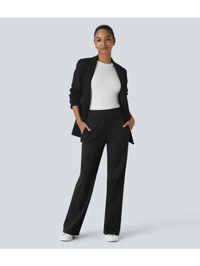 NWT Halara Flex Day Stretch Mid Rise Pocket Work Flare Pants XLP black petite